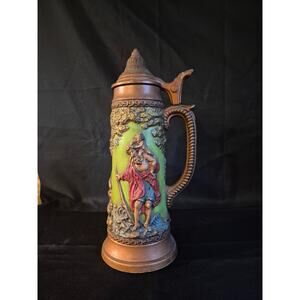 Vintage Stein Pitcher Vintage Atlantic Mold A-607 With Lid 17 in tall,SIGNED